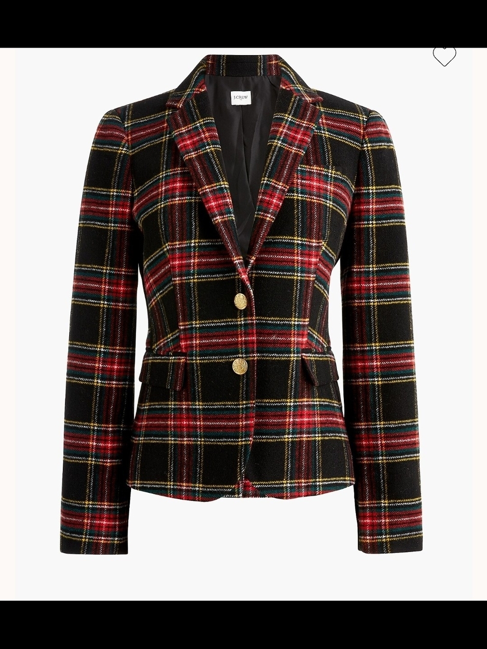 J. Crew Stewart Tartan Wool Blend Schoolboy Blazer Black Red Sz 10 Preppy